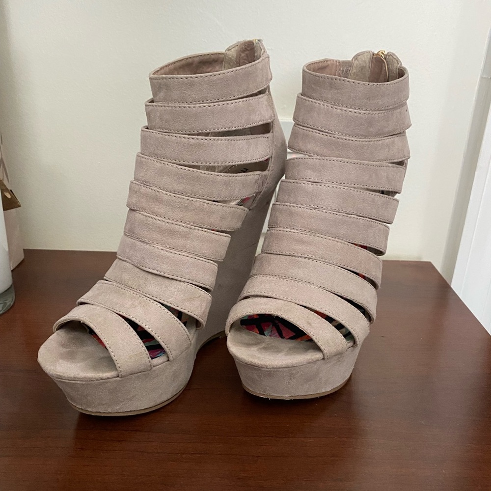 Madden Girl Taupe Wedges